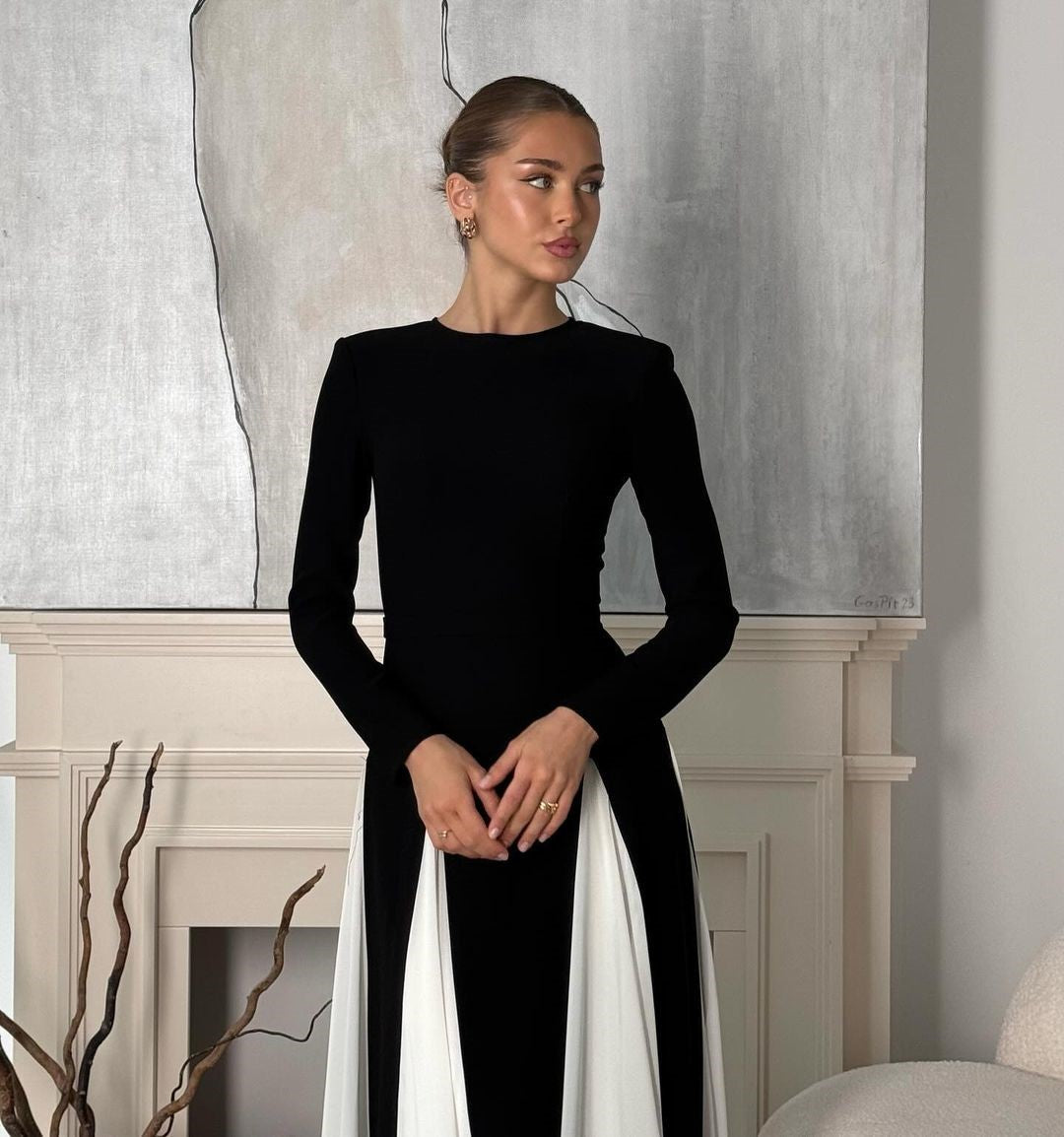 Thyline | Elegant Panel Maxi Dress