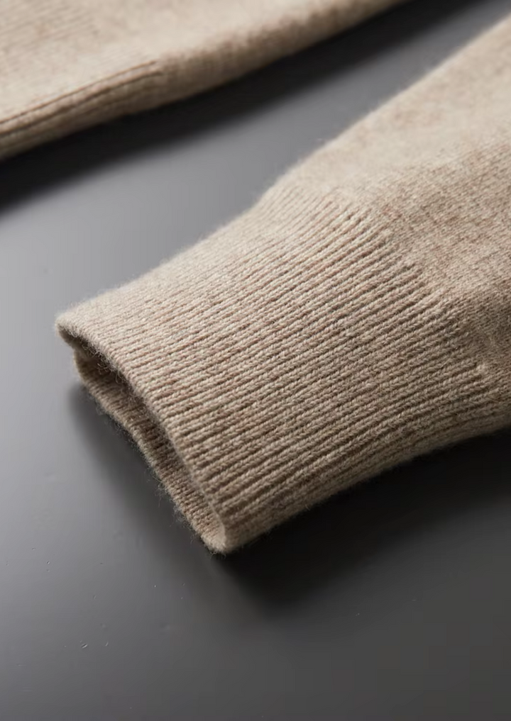 EXTRA-FINE MERINO WOOL ZIP POLO CARDIGAN