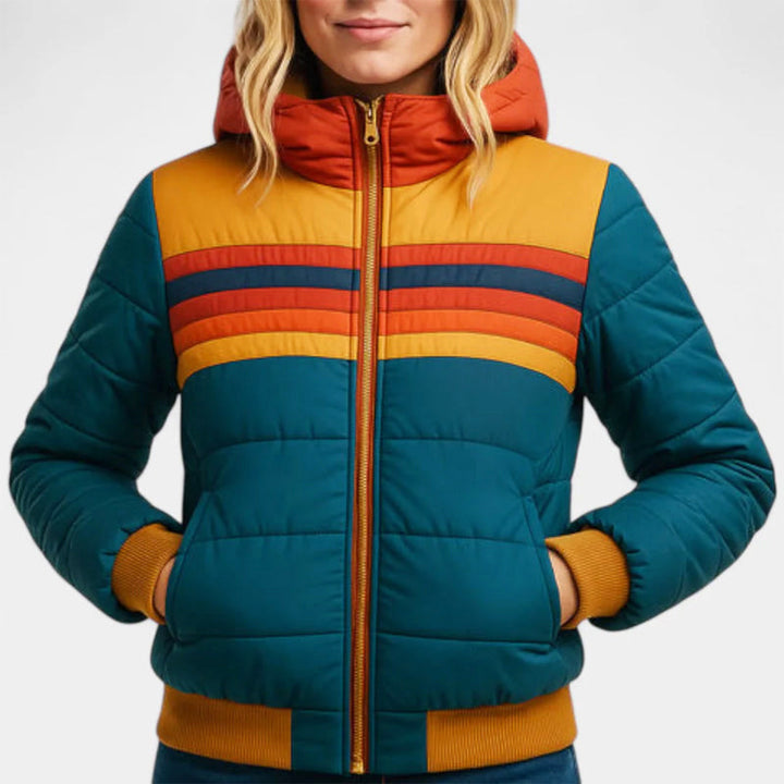 Brielle Women's Retro Stripe Puffer Jacket image 2