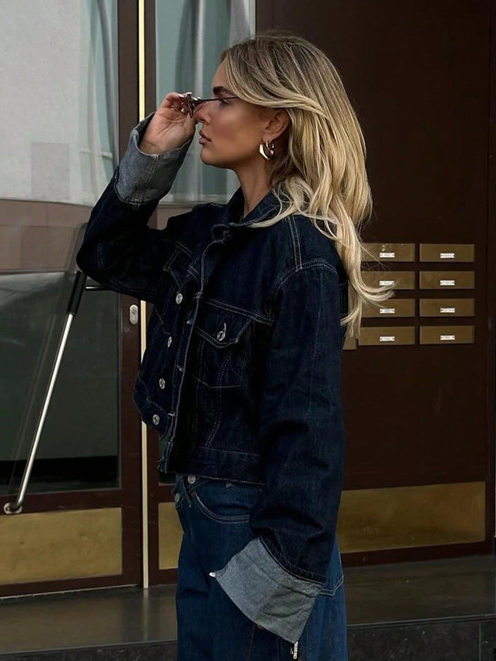 Perdita | Cropped Denim Button-Up Jacket