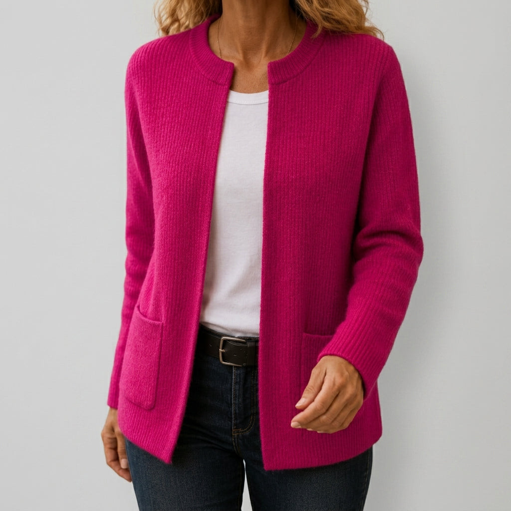 Elsie Women's Ribbed Cardigan with Front Patch Pockets image 5