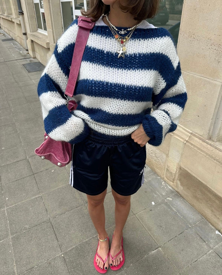 Fidelis | Striped Off-Shoulder Sweater