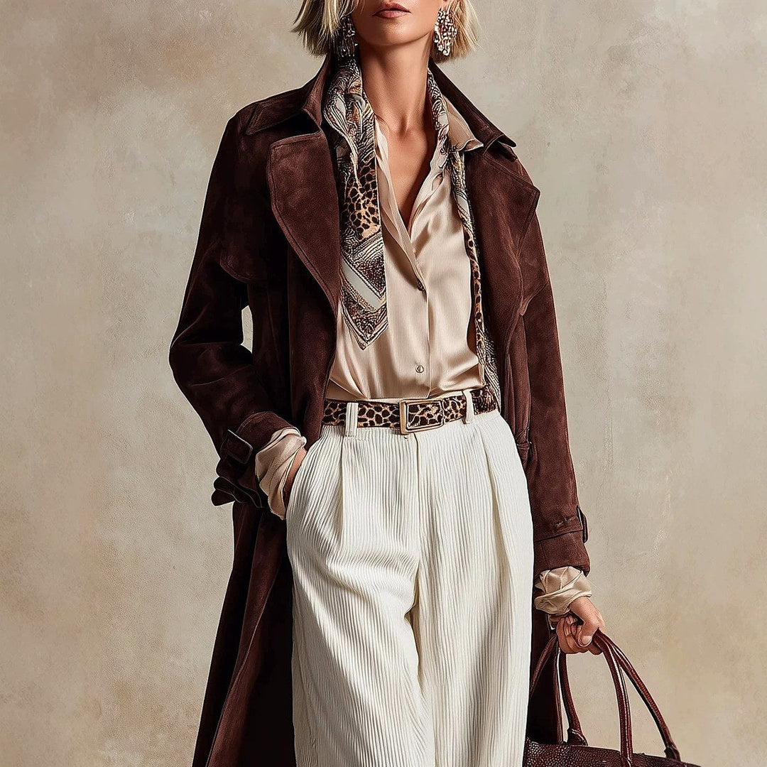Lilian Women's Long Suede Trench Coat image 2