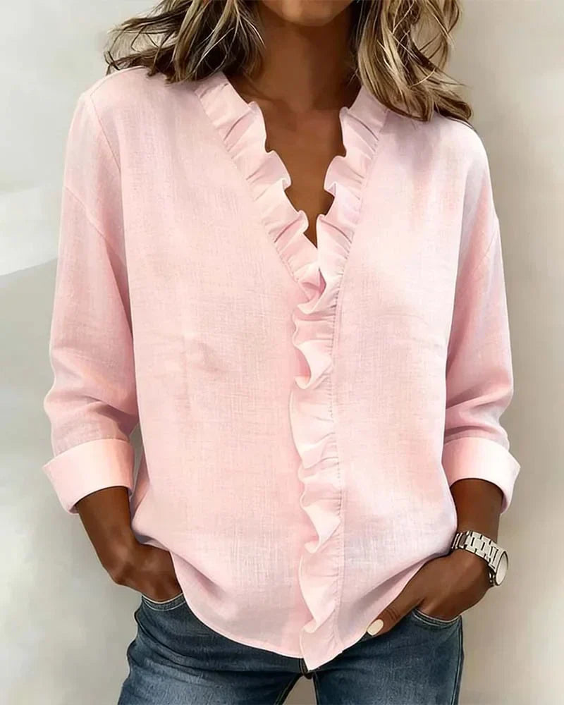 Livia Elegant Ruffled V-Neck Women's Blouse image 1