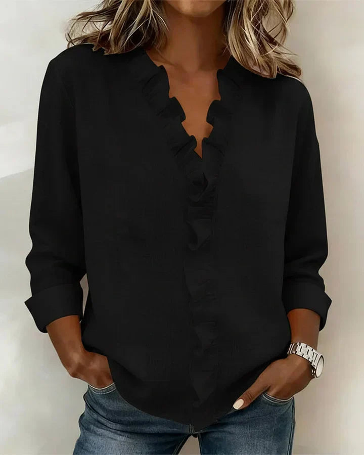 Livia Elegant Ruffled V-Neck Women's Blouse image 3