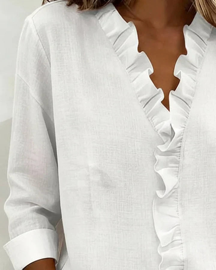 Livia Elegant Ruffled V-Neck Women's Blouse image 6