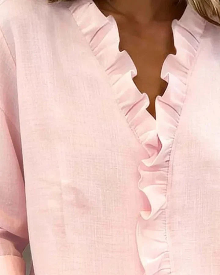 Livia Elegant Ruffled V-Neck Women's Blouse image 9