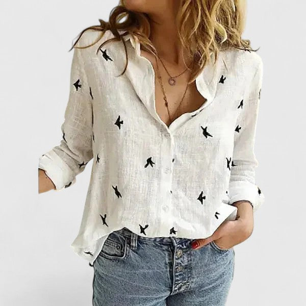 Women's Evelyn Romantic Botanical V-Neck Floral Blouse image 7
