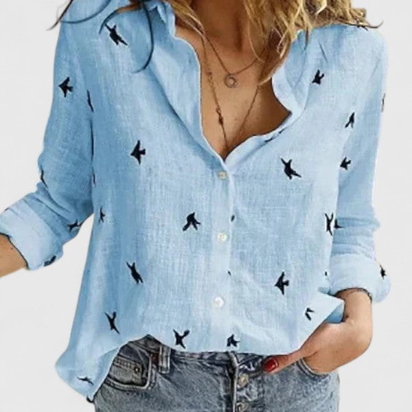 Women's Evelyn Romantic Botanical V-Neck Floral Blouse image 8