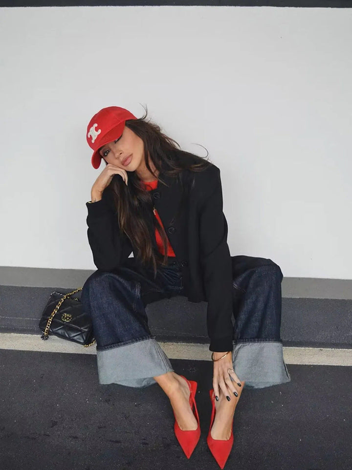Eulalia | Wide-Leg Cuffed Denim Pants