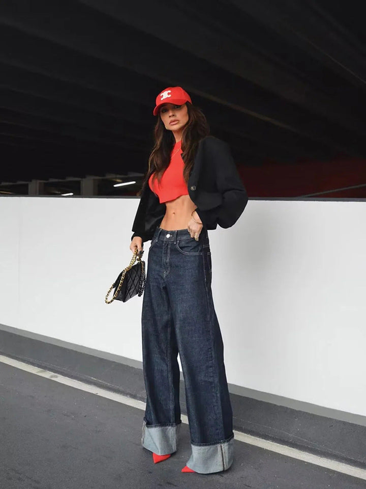 Eulalia | Wide-Leg Cuffed Denim Pants