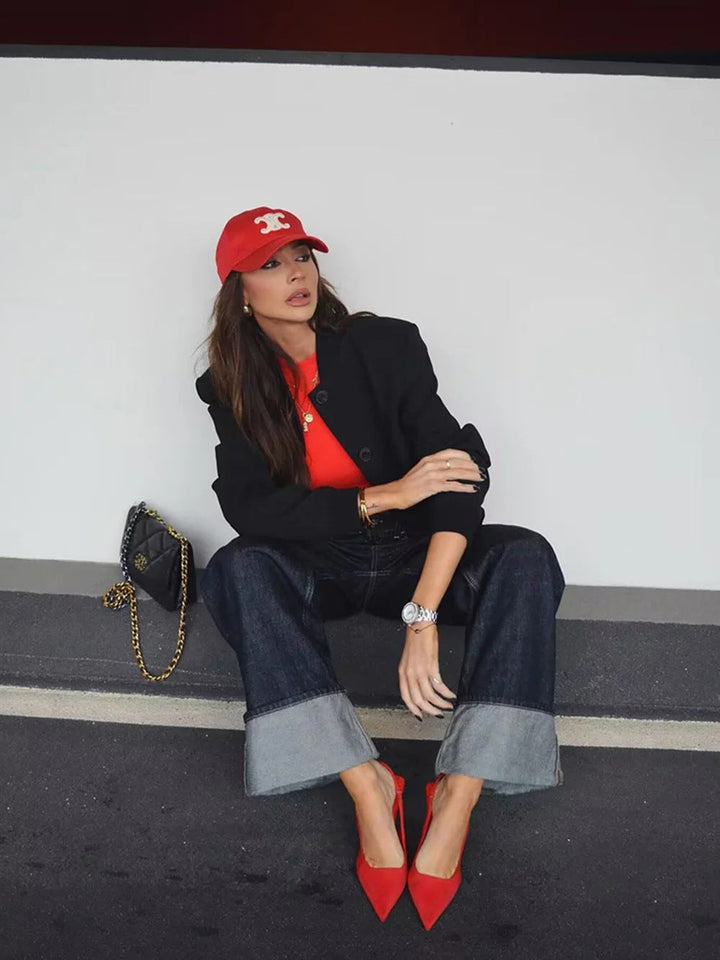Eulalia | Wide-Leg Cuffed Denim Pants