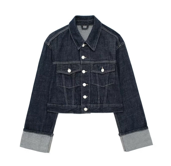 Perdita | Cropped Denim Button-Up Jacket