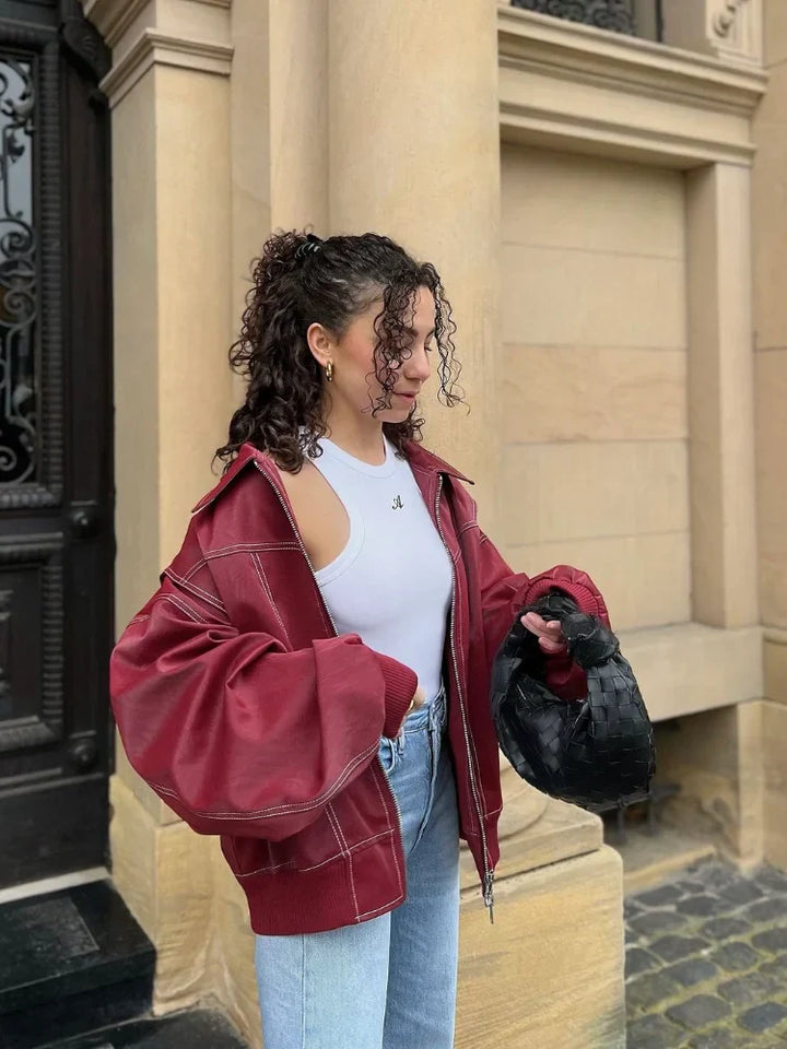 Sumaya | Bold Faux Leather Jacket