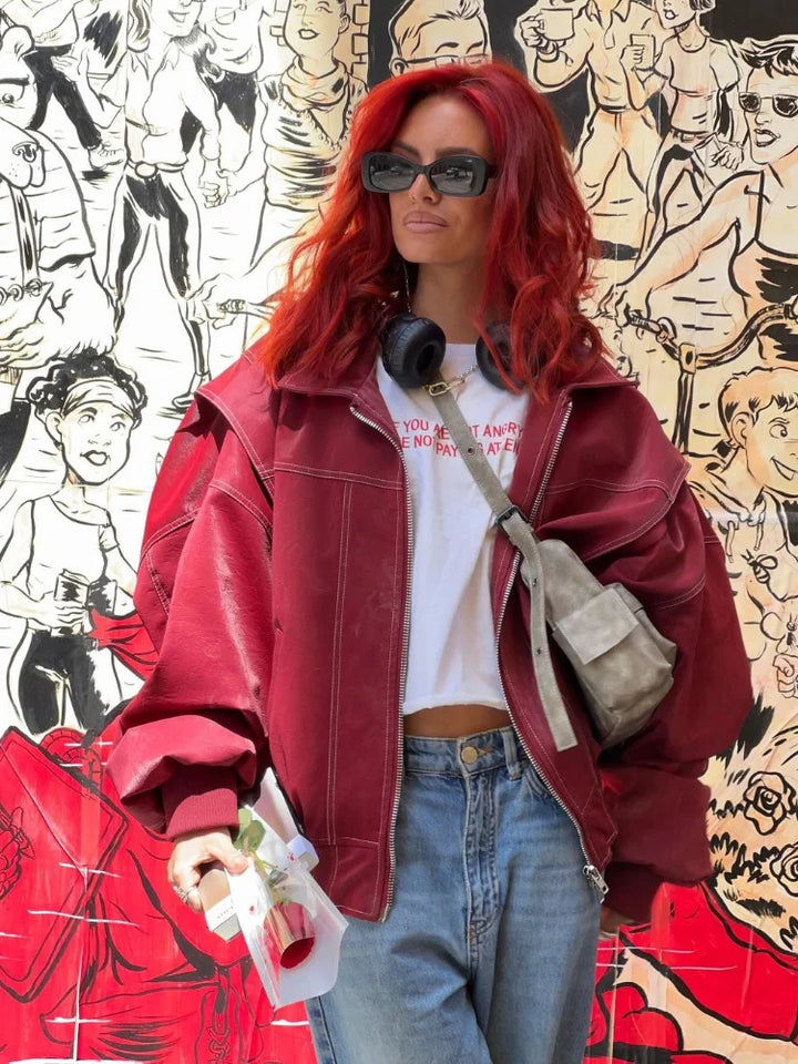 Sumaya | Bold Faux Leather Jacket