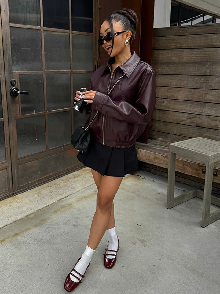 Rylee | Retro Faux Leather Jacket