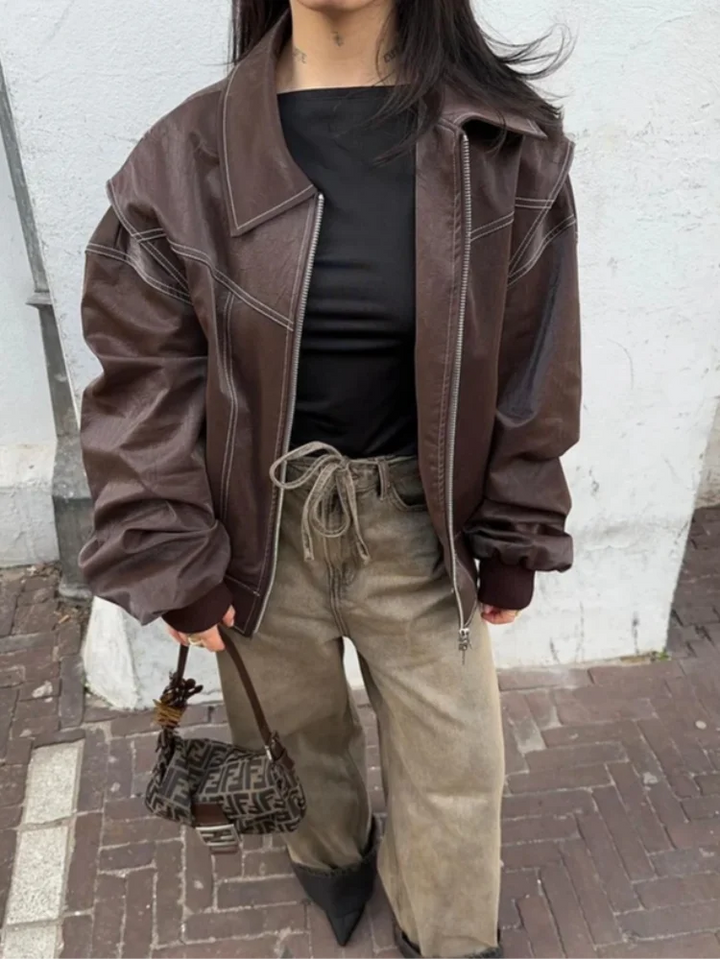 Sumaya | Bold Faux Leather Jacket