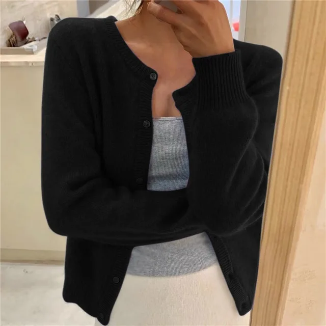 Soft Knit Cardigan with Button Front and Round Neckline image 2