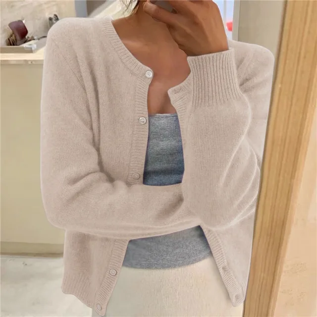 Soft Knit Cardigan with Button Front and Round Neckline image 3