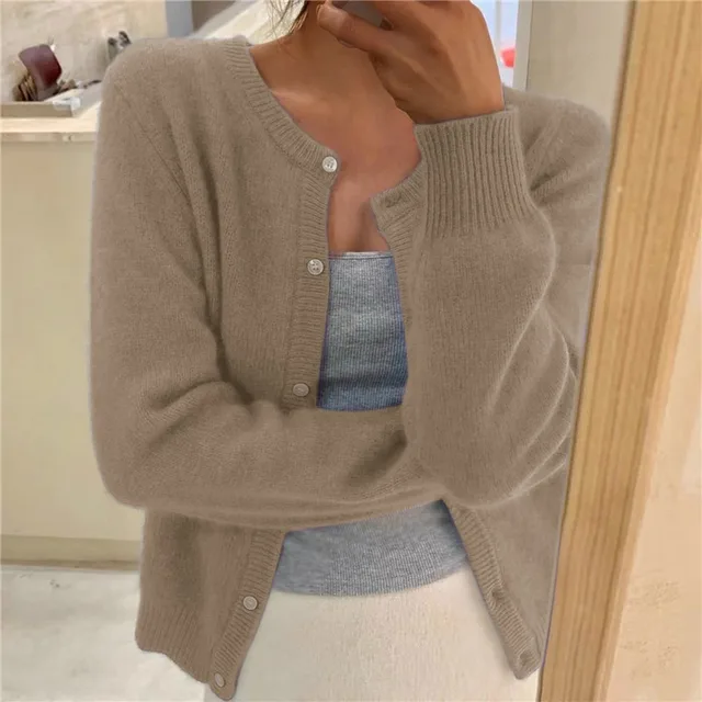 Soft Knit Cardigan with Button Front and Round Neckline image 5