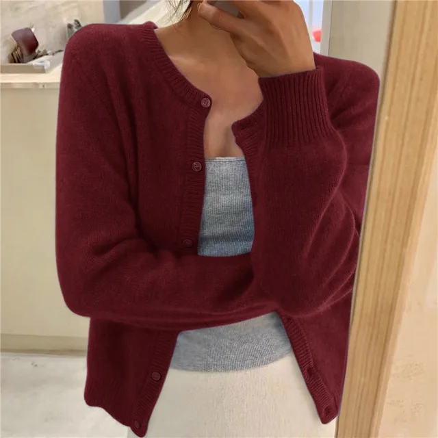 Soft Knit Cardigan with Button Front and Round Neckline image 7