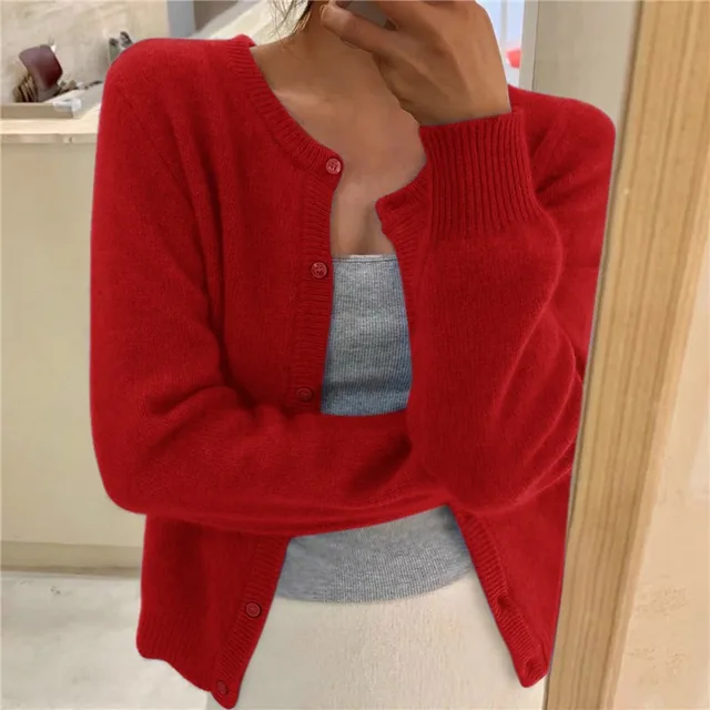 Soft Knit Cardigan with Button Front and Round Neckline image 8