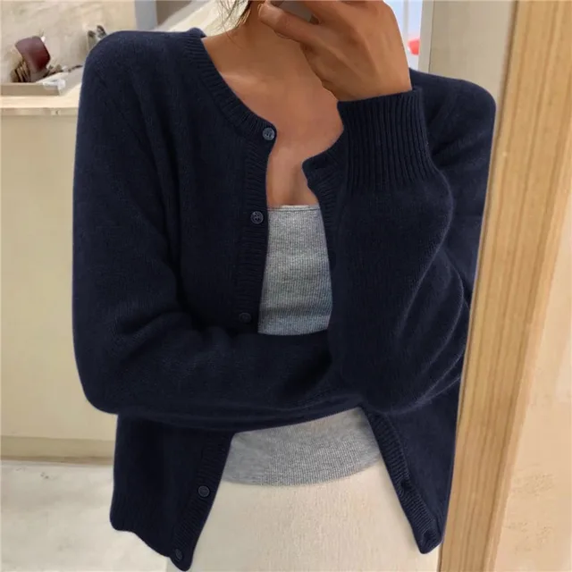 Soft Knit Cardigan with Button Front and Round Neckline image 9