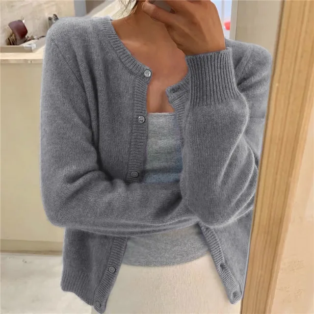 Soft Knit Cardigan with Button Front and Round Neckline image 1