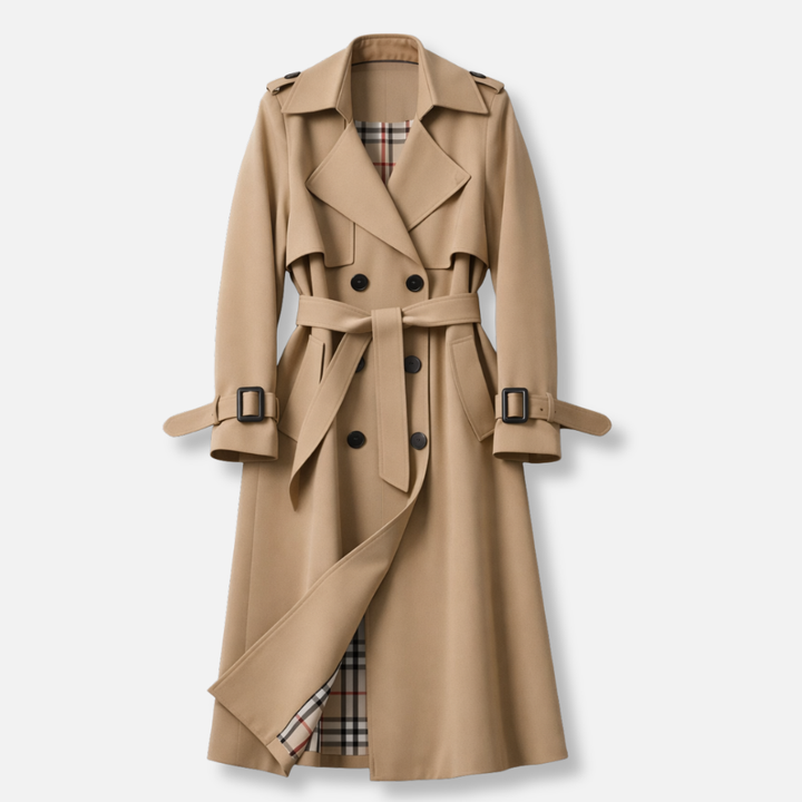 Women’s Belted Trench Coat Tailored Long Fit image 2