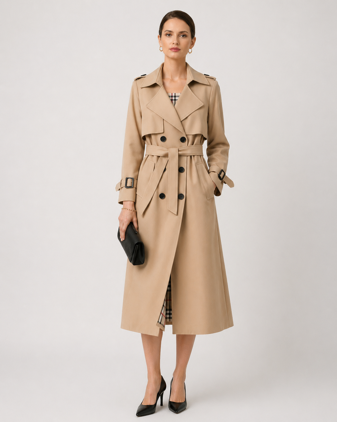 Women’s Belted Trench Coat Tailored Long Fit image 1