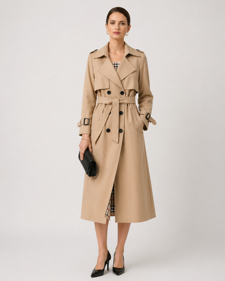 Women’s Belted Trench Coat Tailored Long Fit image 1