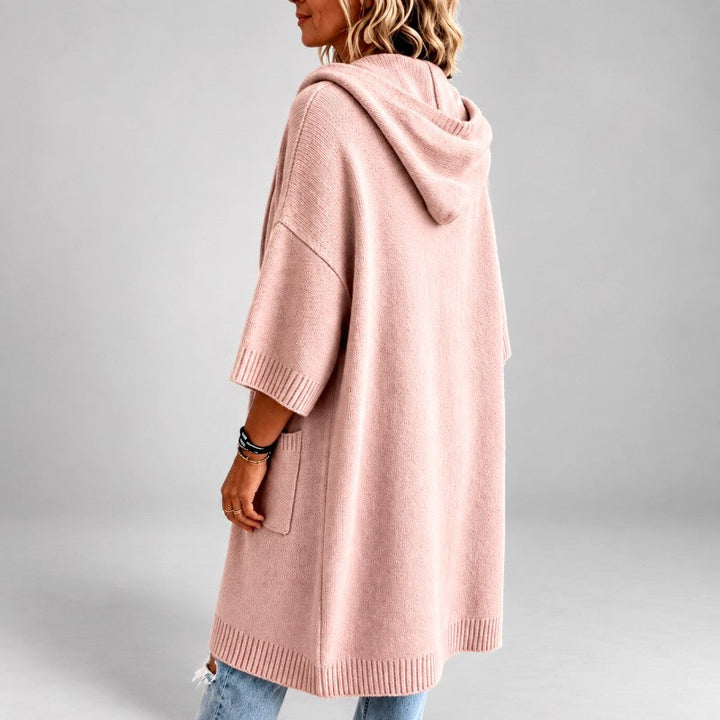 Berenice Women’s Long Hooded Button Front Knit Cardigan 4