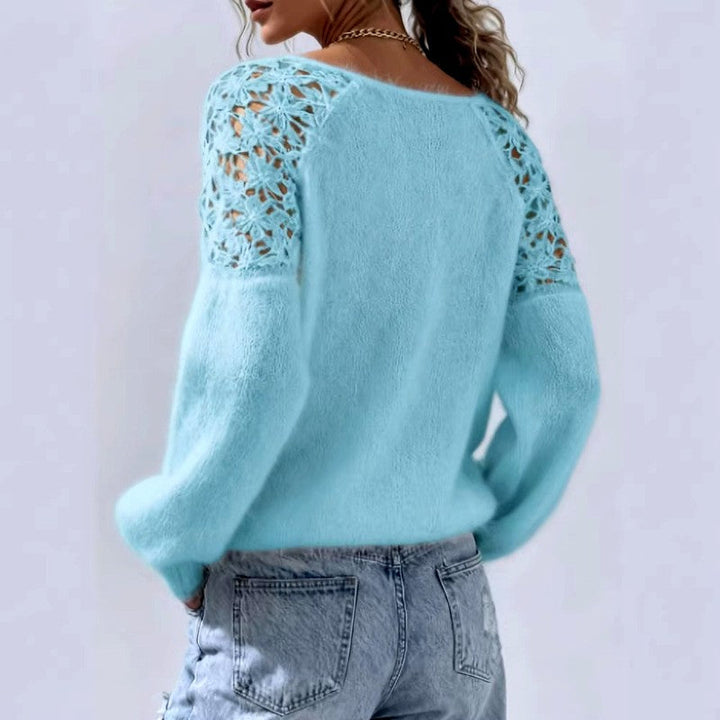 Bonita Women's Crochet Shoulder Oversized Knit Sweater 7