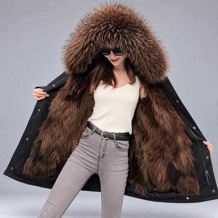 Carmina Women's Long Coat with Plush Fur Lining