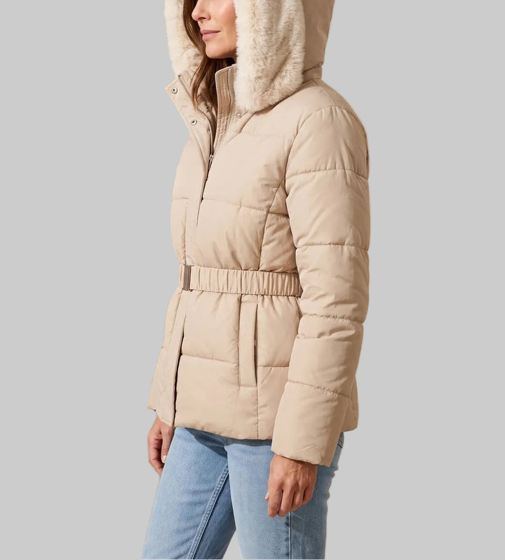 Elfrida Women's Quilted Puffer Jacket with Faux-Fur Hood
