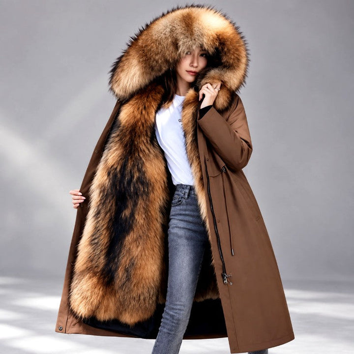 Gwyneth Women's Long Fur-Lined Hooded Parka Coat 2