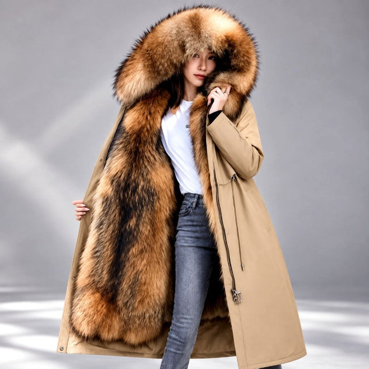 Gwyneth Women's Long Fur-Lined Hooded Parka Coat 5