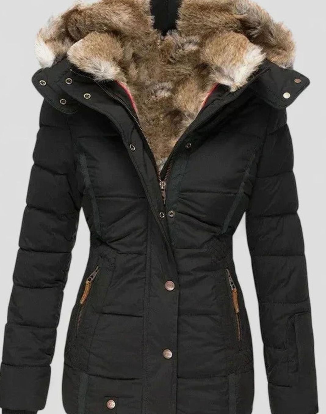 Katalin Women's Quilted Puffer Jacket with Faux Fur Hood