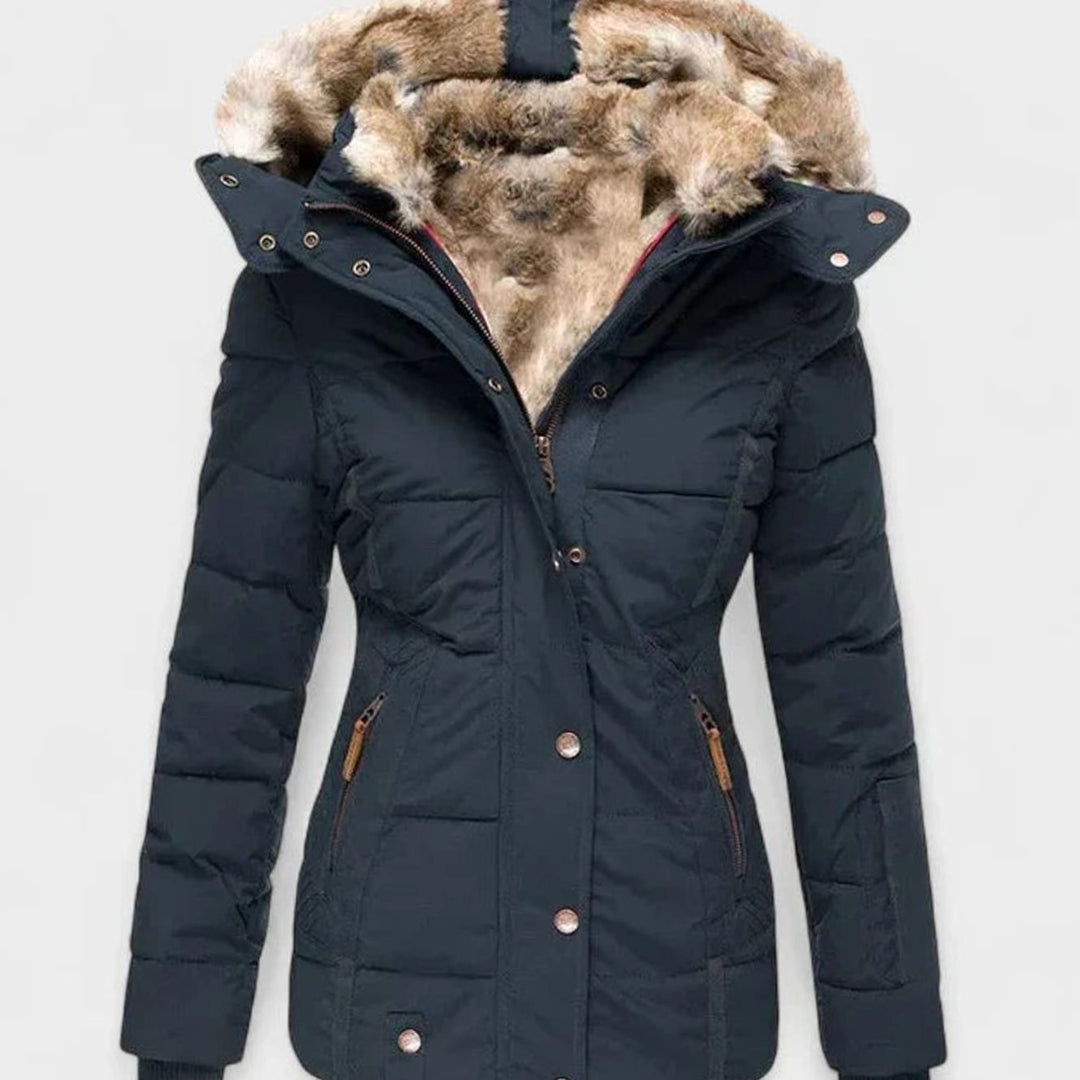 Katalin Women's Quilted Puffer Jacket with Faux Fur Hood