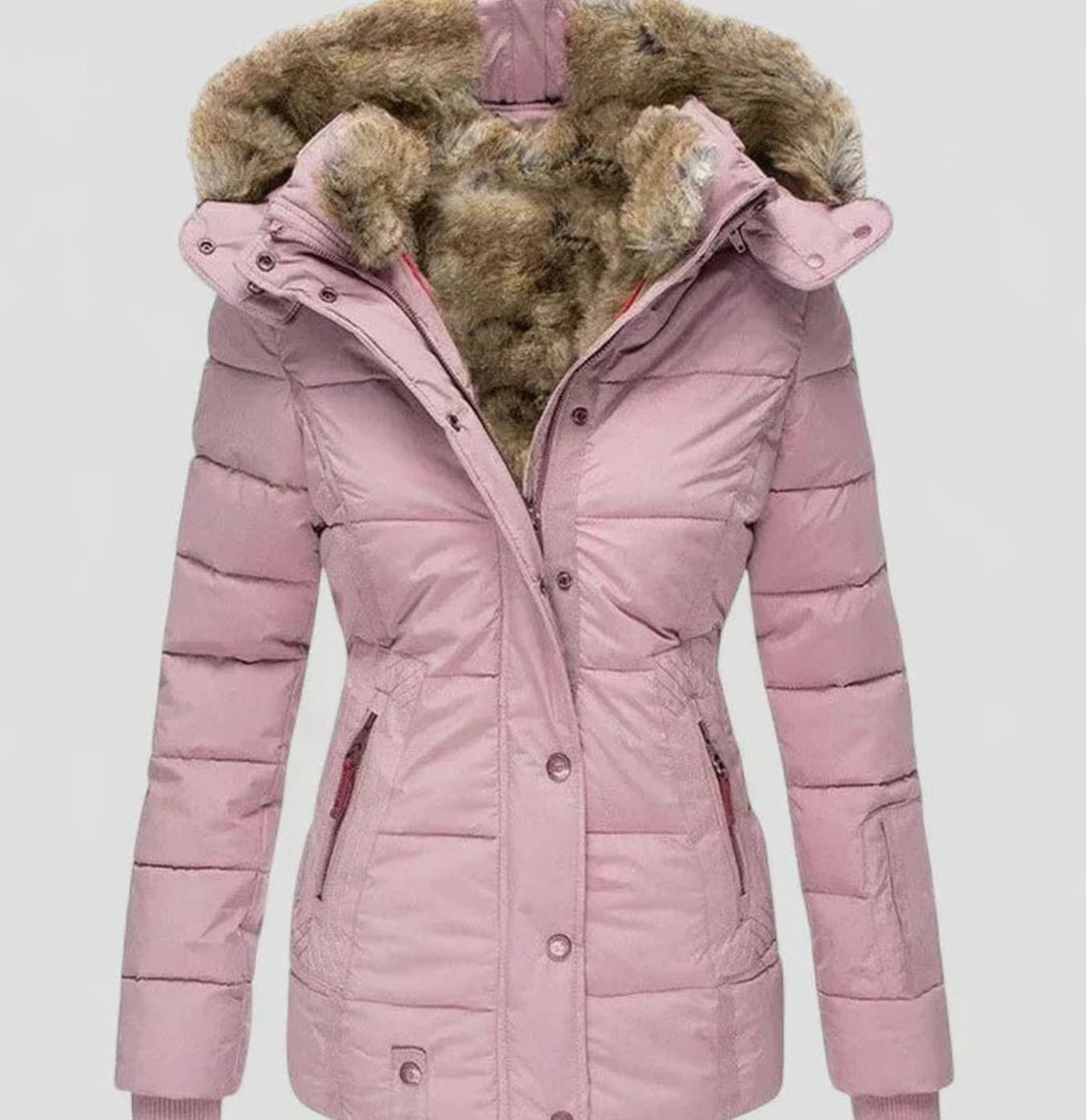 Katalin Women's Quilted Puffer Jacket with Faux Fur Hood