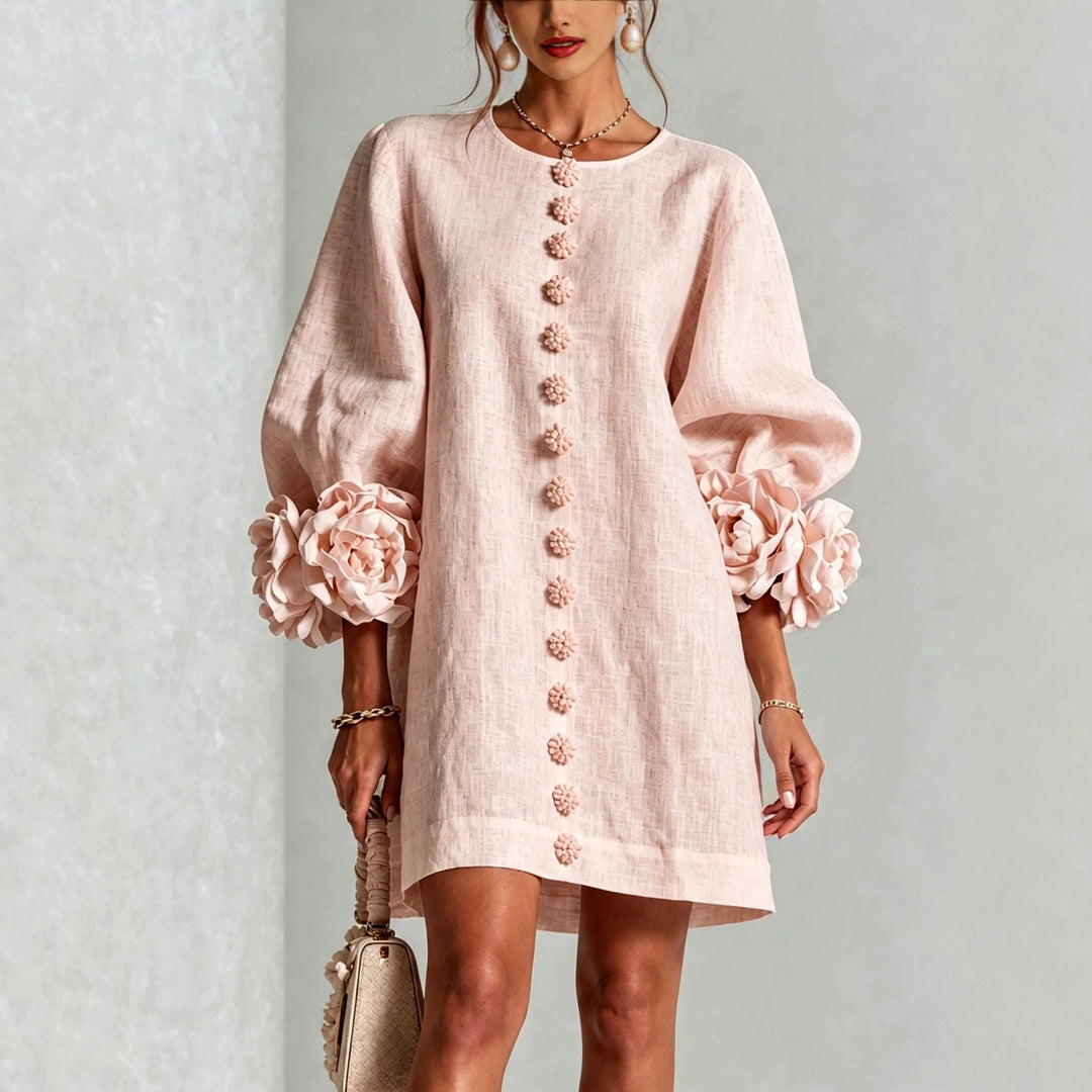 Lotta Women's Floral Appliqué Puff Sleeve Mini Dress 1