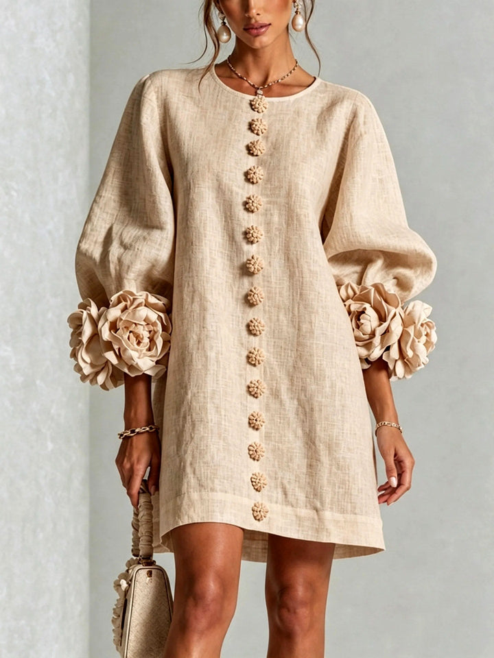 Lotta Women's Floral Appliqué Puff Sleeve Mini Dress 3