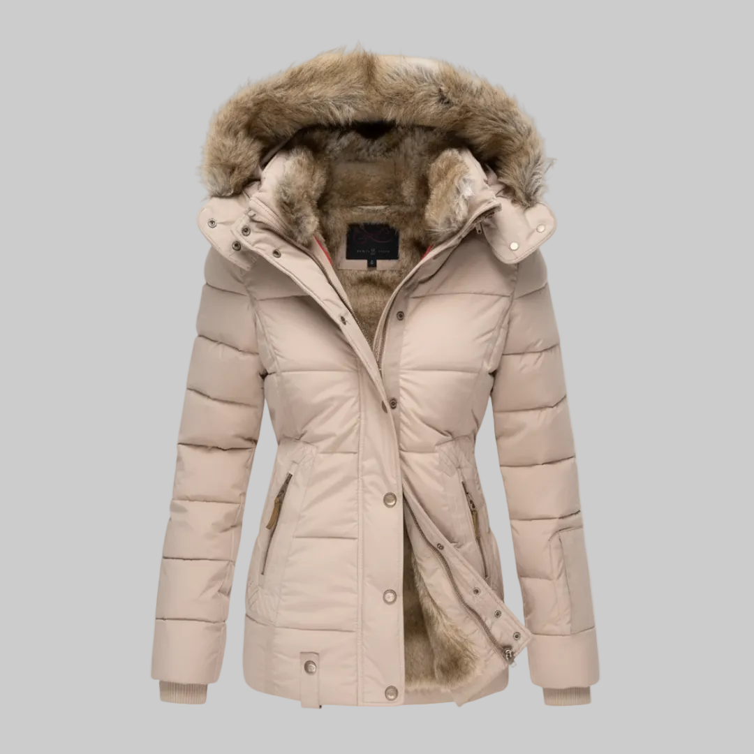 Marisol Women's Puffer Jacket with Removable Faux-Fur Hood
