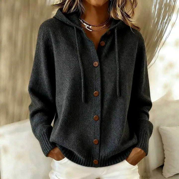 Melanie Women's Hooded Button-Front Knit Cardigan 5