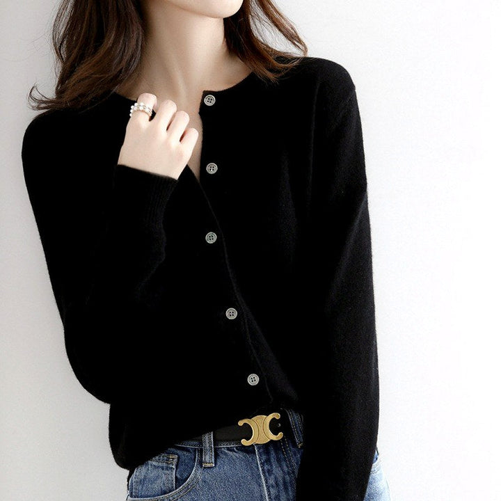 Meredith Women's Button-Front Crew Neck Knit Cardigan 2