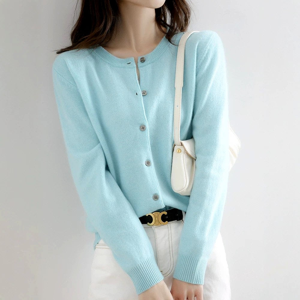 Meredith Women's Button-Front Crew Neck Knit Cardigan 4