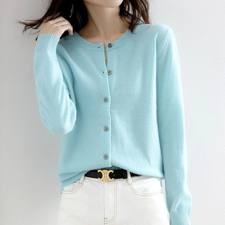 Meredith Women's Button-Front Crew Neck Knit Cardigan 7