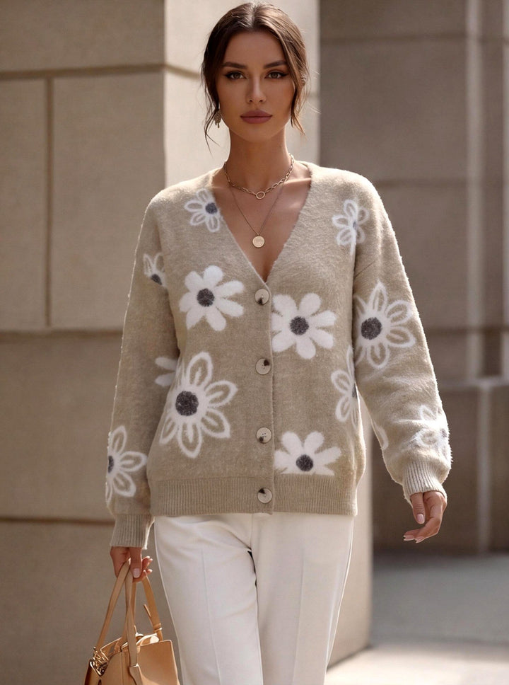 Micah Women's Floral V-Neck Knit Cardigan 4
