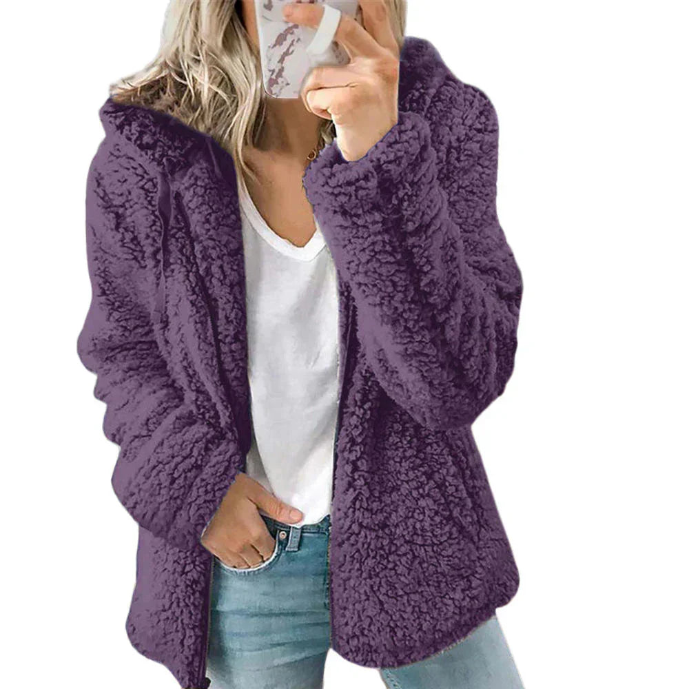 Niki Plush Teddy Fleece Full Zip Hooded Jacket image 6
