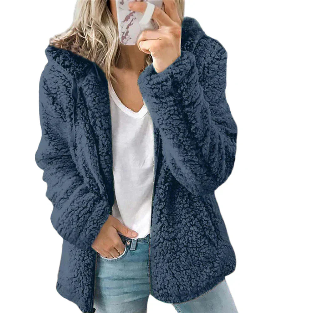 Niki Plush Teddy Fleece Full Zip Hooded Jacket image 2